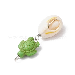 7Pcs 7 Styles Natural Cowrie Shell & Starfish Turtle Dyed Synthetic Turquoise Pendants&nbsp;PALLOY-JF03935-02