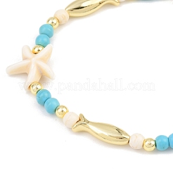 Synthetic Turquoise Beaded Necklace & Bracelet & Dangle Earring Sets&nbsp;SJEW-JS01361