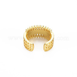 Brass Micro Pave Cubic Zirconia Cuff Rings for Women&nbsp;RJEW-T016-37G-02