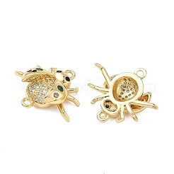 Brass Micro Pave Clear and Green Cubic Zirconia Ladybird Links&nbsp;KK-L256-33G
