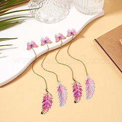 4Pcs 2 Styles Stainless Steel & Alloy Bookmarks&nbsp;AJEW-TAC00111