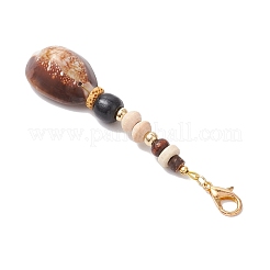 Natural Coconut & Shell & Lava Rock & Wood Beads Pendant Decorations&nbsp;HJEW-JM03227-02