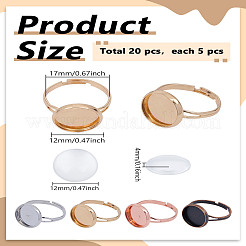 20Pcs 4 Colors Iron Adjustable Ring Components&nbsp;DIY-LP0001-87A