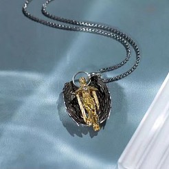 Vintage Alloy Goddess with Angel Wings Pendant Necklaces&nbsp;WG7F3ED-01