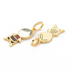 Brass Micro Pave Colorful Cubic Zirconia Pendants&nbsp;KK-S354-336-NF