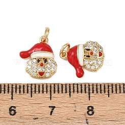 Christmas Brass Micro Pave Cubic Zirconia Enamel Charms&nbsp;KK-L255-19G-05