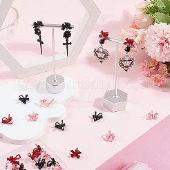 30Pcs 3 Colors Spray Printed Alloy Bowknot Clip-on Earrings&nbsp;EJEW-SP0001-11