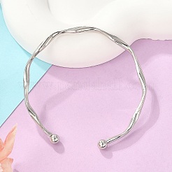 Wave Alloy Cuff Bangles&nbsp;BJEW-L701-04P