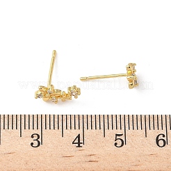 Flower Brass Micro Pave Clear Cubic Zirconin Stud Earrings&nbsp;EJEW-D318-05G