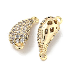 Brass Micro Pave Clear Cubic Zirconia Connector Charms&nbsp;KK-L211-004G