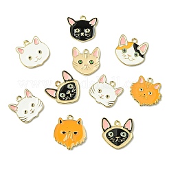 32Pcs 8 Styles Cat Shape Alloy Enamel Pendants&nbsp;ENAM-CJ0007-40
