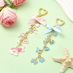 Alloy Enamel & ABS Plastic Pearl & Aluminium Curb Chains Pendant Decorations&nbsp;HJEW-YW00510