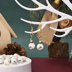 80Pcs 8 Colors Christmas Opaque Glass Beads&nbsp;EGLA-YW0001-04