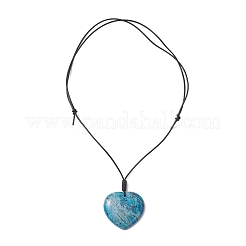 Dyed Natural Blue Crazy Agate Geometric Pendant Adjustable Black Waxed Cotton Cord Necklaces for Women&nbsp;NJEW-JN05475