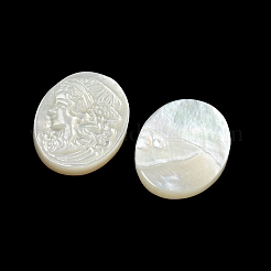 Carved Natural White Shell Cabochons&nbsp;SSHEL-N038-08A