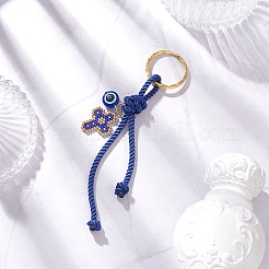 Resin & Glass Seed & Polyester Cord Keychain&nbsp;KEYC-MZ00048-03
