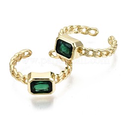 Brass Micro Pave Cubic Zirconia Cuff Rings&nbsp;RJEW-S044-119C-NF