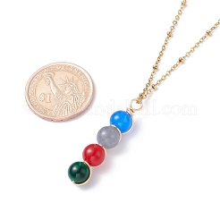 Natural White Jade Beads Pendants Necklace for Women&nbsp;NJEW-JN03762