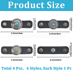 4Pcs 4 Styles PU Leather with Alloy Scarf Clips&nbsp;FIND-CL0001-78A