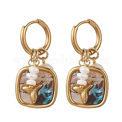 Abalone Shell Pendant Necklace & Hoop Earrings with Shell Pearl & Natural Freshwater Pearls&nbsp;SJEW-JS01379-02