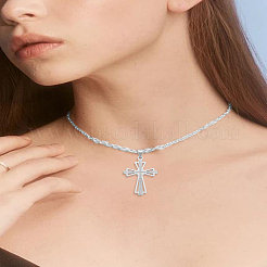2Pcs 304 Stainless Steel Cross Pendants&nbsp;STAS-LP0002-80
