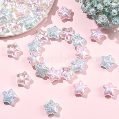 30Pcs 3 Colors UV Plating Printed Transparent Acrylic Beads&nbsp;PACR-YW0001-59