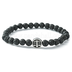 12Pcs 12 Style Twelve Constellations 304 Stainless Steel & Natural Lava Rock Beaded Stretch Bracelets Set&nbsp;BJEW-JB09463