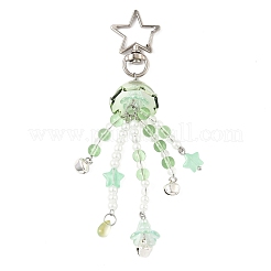 Flower Glass & Plastic Pearl & Alloy Pendant Decorations&nbsp;HJEW-JM03433