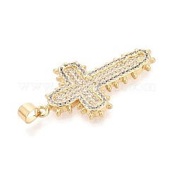 Brass Micro Pave Clear Cubic Zirconia Pendants&nbsp;KK-N268-90G