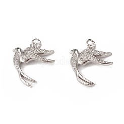 Brass Micro Pave Cubic Zirconia Bird Pendants&nbsp;KK-E068-VB297