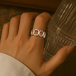 2 Colors 304 Stainless Steel Adjustable Cuff Rings for Women&nbsp;RJEW-HY0001-31B