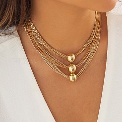 Brass Box Chains Multi-strand Necklaces&nbsp;NJEW-C040-01C