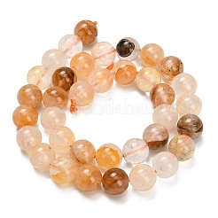 Natural Yellow Hematoid Quartz/Golden Healer Quartz Beads Strands&nbsp;G-F820-K03-10mm