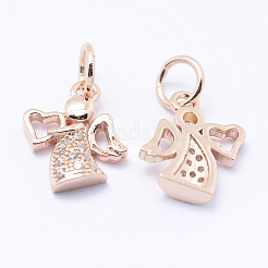 Brass Micro Pave Cubic Zirconia Charms&nbsp;KK-P133-03RG-NR