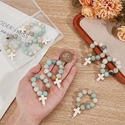 Natural Flower Amazonite Round Beads Pendant Decoration&nbsp;HJEW-OC00017
