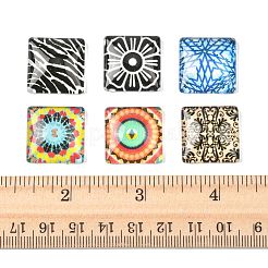 20Pcs Printed Glass Square Cabochons&nbsp;GGLA-FS0001-18