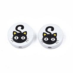 Halloween Printed Natural Wood Beads&nbsp;WOOD-T021-81