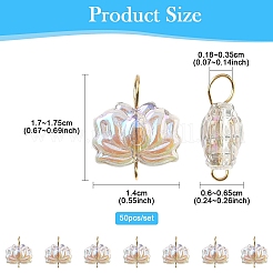 50Pcs Electroplated Transparent Glass Flower Connector Charms&nbsp;PALLOY-YW00044