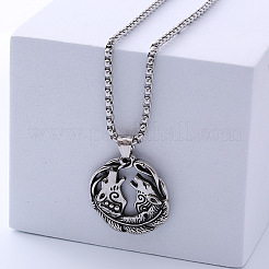 Vintage Retro Double Wolf Pendant 304 Stainless Steel Punk Necklace Men's Fashion Accessory&nbsp;XB0880