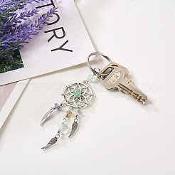 20Pcs 10 Style Natural Chip Gemstone Keychain&nbsp;KEYC-KS0001-05