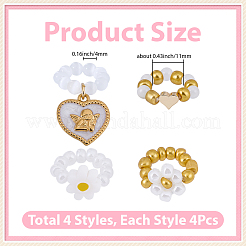 16Pcs 4 Styles Glass Seed Stethoscope Flower Pendant Decorations&nbsp;HJEW-SP0001-64
