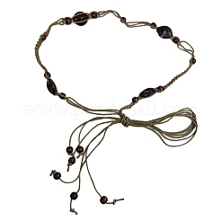 Bohemian Ethnic Style Resin & Wood Barrel Beads Braided Waxed Cord Wrap Waist Belts for Women&nbsp;FS-WG58A7E-02
