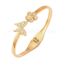 304 Stainless Steel Micro Pave Clear Cubic Zirconia Hinged Bangles for Women&nbsp;SA-C001-05G