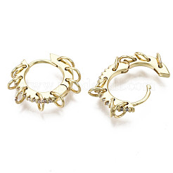 Brass Micro Pave Clear Cubic Zirconia Huggie Hoop Earrings&nbsp;EJEW-N015-05-NF