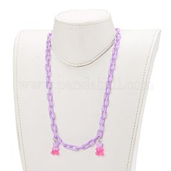 Personalized Resin Bear Pendant Necklaces&nbsp;NJEW-JN03434