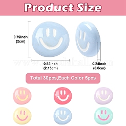 30Pcs 6 Colors Opaque Resin Cabochons&nbsp;RESI-YW0005-44