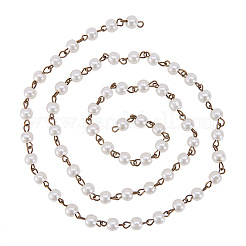 Handmade Round Glass Pearl Beads Chains for Necklaces Bracelets Making&nbsp;X-AJEW-JB00035-02