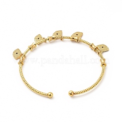 Colorful Enamel Charms Cuff Bangle with Clear Cubic Zirconia&nbsp;BJEW-E073-09G