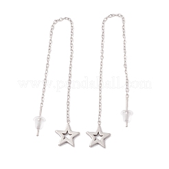 Tarnish Resistant Long Chain with Star Dangle Stud Earrings&nbsp;EJEW-A067-12P