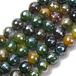 Electroplated Natural Agate Beads Strands&nbsp;G-B191-A07-8mm-19